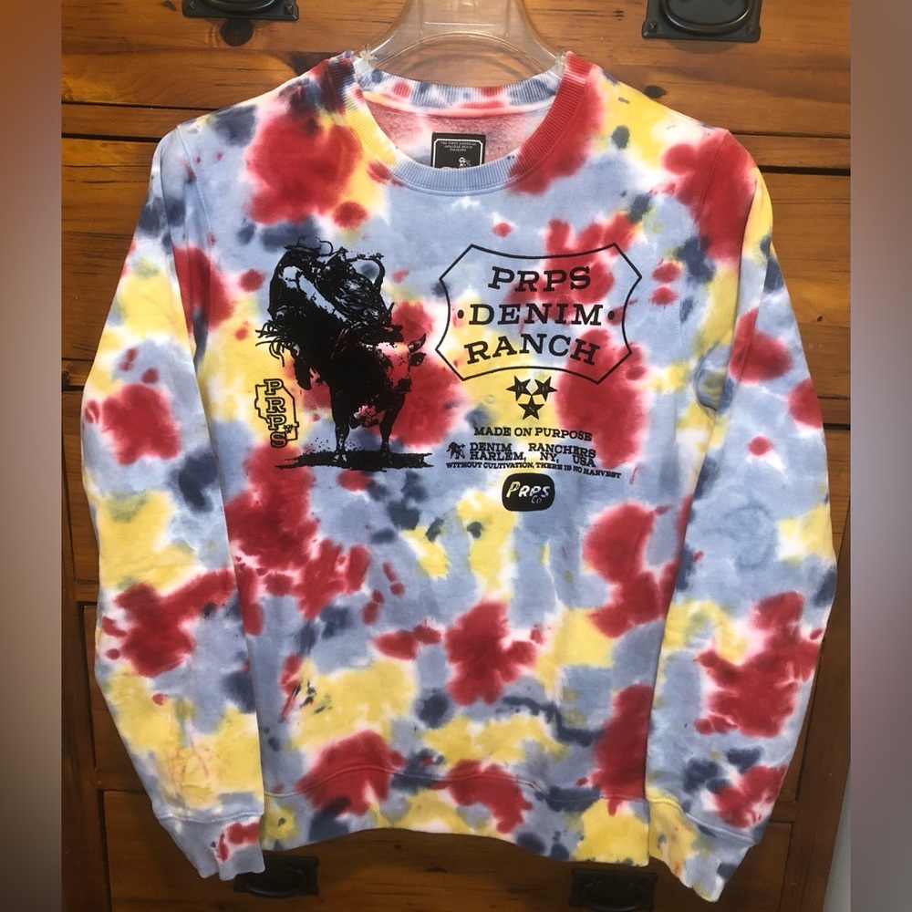 PRPS Japanese Denim Ranch Tie-Dye Crew Neck Sweater Men’s Size M New